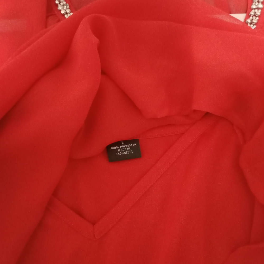 Liz Claiborne Red Embellished Women's Top size L - Picture 10 of 10